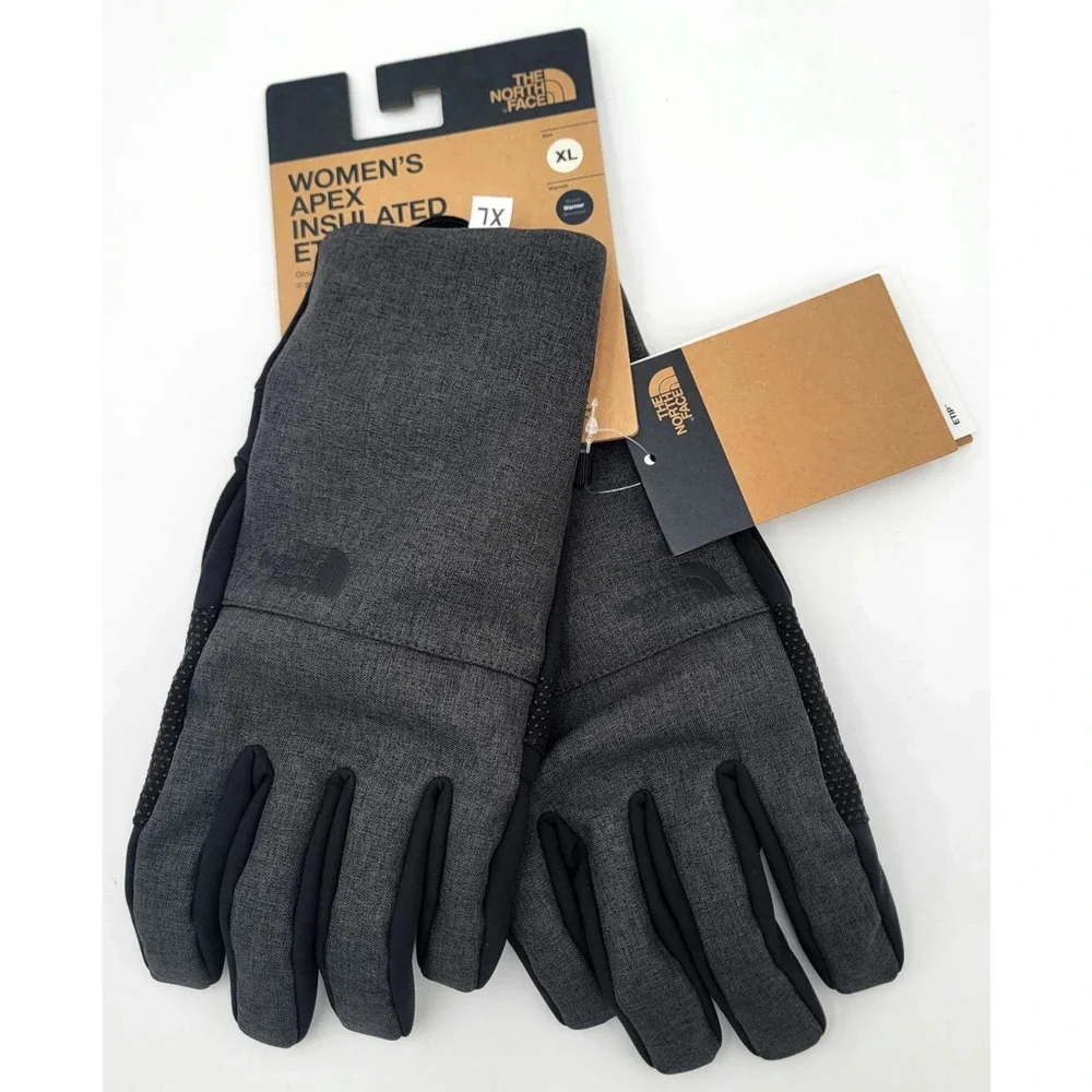 The North Face Womens Apex Etip Insulated Gloves XL Dark Grey Heather New